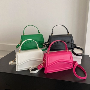 Wavy Flap Small Square Crossbody Handbag PU Leather Solid Color Fashion Casual Daily Women Adjustable Strap Golden Hardware