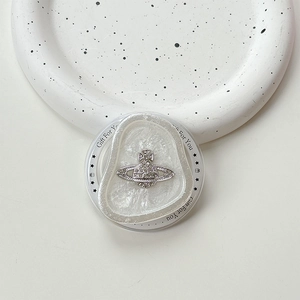 Detail of silver Saturn charm with rhinestones and Gift For You decorative base