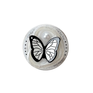 Elegant butterfly phone socket with pearl accent and stylish monochrome wing pattern