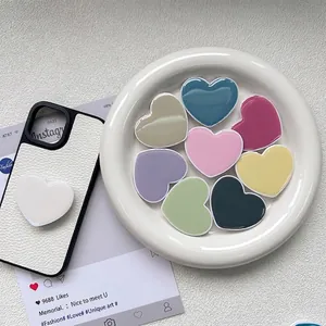 Support de téléphone rétractable en forme de cœur aux couleurs Morandi minimalistes