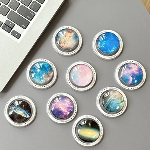 Magnetic starry sky crystal phone holder set with 9 galaxy glass dome patterns