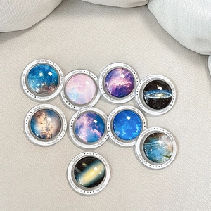 Starry galaxy crystal magnetic phone stand set with creative nebula pattern glass dome