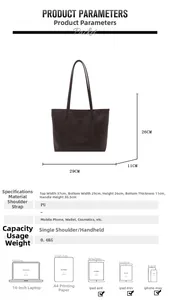 Specifiche dettagliate e guida alla capacità per questa borsa tote vintage marrone