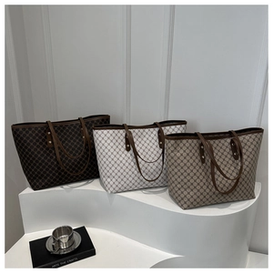 Detailed comparison of three vintage monogram tote bags in brown, beige and khaki colors
