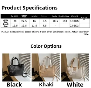 Guide des tailles pour ensemble de sacs à main chic avec dimensions des sacs en cuir PU