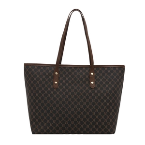 Classic brown monogram large tote bag with top handles and gold hardware details