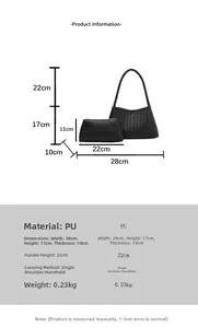 Detailed dimension guide for the retro woven PU tote bag and inner pouch set