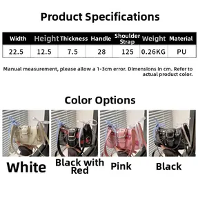 Detailed size specifications for trendy PU leather shoulder bag with chain strap charms