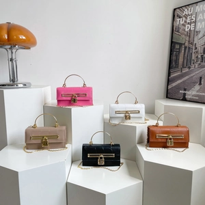 Mini-Handtaschen mit Krokodilmuster, goldenen Metallgriffen und Kettenriemen in fünf Farben