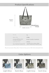 Tabella taglie dettagliata e specifiche tecniche della borsa tote in pelle PU
