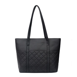Sac fourre-tout noir minimaliste avec motif matelassé et grande capacité pour femme