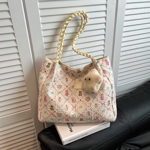 Sac fourre-tout à fleurs pour femmes avec oursons mignons et pendentif étoile