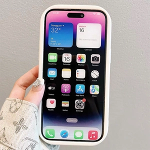 Handheld minimalist white protective case for iPhone with full-edge drop protection
