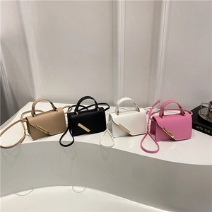 Minimalist faux leather crossbody bags in four colors with gold metal accent and strap