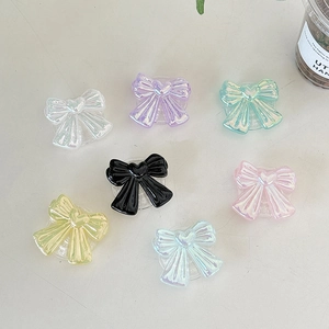 Colorful iridescent bow phone grip socket with retractable design for smartphones