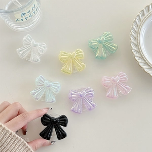 Glitter Bow Heart Expandable Phone Stand Korean Style Heart Drip Glue Finger Grip Adhesive Desktop Holder for Women Girls Accessories