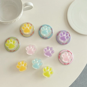 Support De Poignée De Téléphone Lumineux Patte De Chat Mignon Magnétique Rétractable En Résine Pour Téléphones Mobiles Bureau