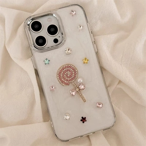 Luxuriöse Handyhülle mit Strass-Lollipop und Sternen für iPhone Pro Max Modelle