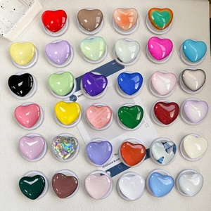 Magnetic heart glass phone grip stand in colorful resin finishes for all smartphones