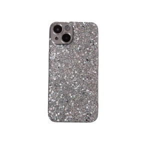 Silver glitter sequins phone case for iPhone with full lens protection and sparkly finish