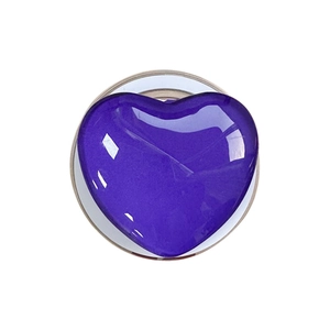 Purple heart-shaped magnetic telescopic phone grip stand with translucent resin finish