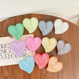 Glitter Heart Shaped Phone Grip Expandable Griptok Adhesive Retractable Stand Bracket For Mobile Phone Tablet