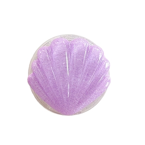 Glittery purple shell collapsible phone grip stand with translucent resin finish