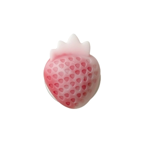 3D strawberry phone grip stand with red gradient finish on a white background