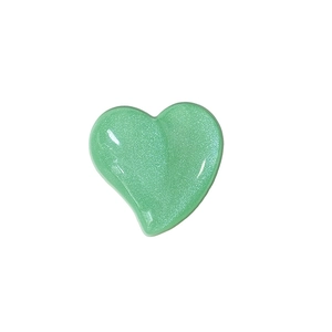 Glitter mint green heart-shaped retractable phone grip stand for desk and mobile devices