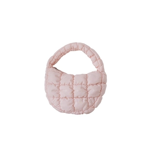 Sac à main nuage matelassé rose de forme mini lune en tissu rembourré pour femme