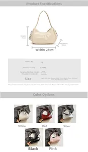 Detailed size chart for retro PU leather hobo bag with shoulder strap measurements
