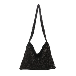 Fashionable black sequin tote bag for women featuring a shimmering high-capacity design