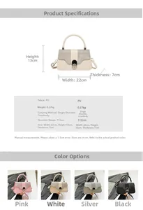 Detaillierte Größenangaben für französische minimalistische PU-Leder-Tasche mit Kristalldekor