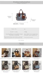 Detailed size guide and color variants for the retro PU leather handheld square bag
