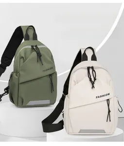 Detail view of fashion sling bags with adjustable straps and safety reflective strips