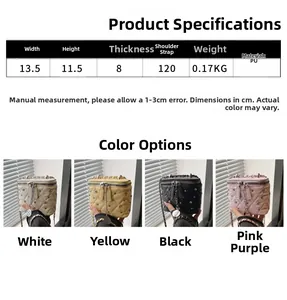 Detailed product dimensions and color options for the mini quilted chain box bag