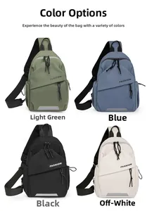 Multi-color view of fashion nylon chest bags in green, blue, black and beige variants