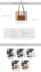 Tableau des tailles détaillé et options de couleurs pour le cabas carré à motif damier