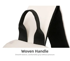 Close-up of durable black woven handle and breathable honeycomb mesh straps on chest bag