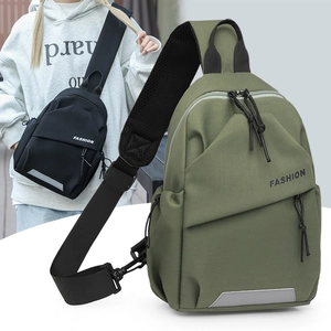 Fashionable waterproof nylon chest bag with reflective strip and large capacity for sports