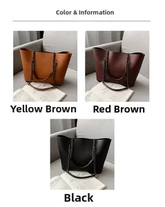 Detailed comparison of leather tote bags in yellow brown, red brown, and black colors