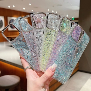 Sparkly glitter silicone case for iPhone in six vibrant colors with metal camera frame