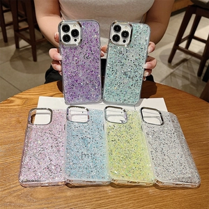 Sparkly sequin silicone phone cases for iPhone in multiple pastel glitter colors