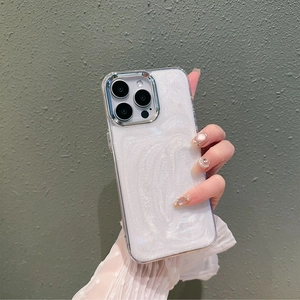 Glitter pearlescent phone case for iPhone with luxury silver camera frame protector