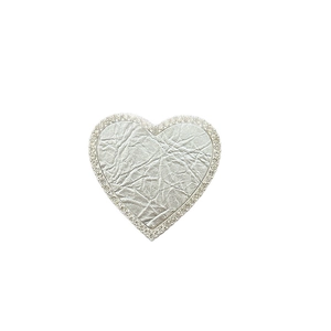 Luxury heart-shaped phone grip with silver rhinestones and glittery leather texture