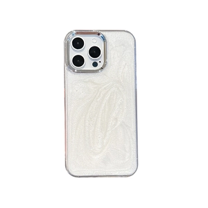 Glitter epoxy phone case for iPhone 15 Plus and Pro Max with a luxury pearlescent finish