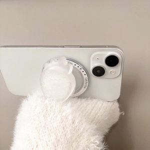 Transparent strawberry magnetic phone grip holder with Gift For You print on white base