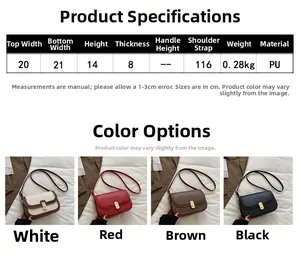 Tableau des tailles détaillé pour petit sac bandoulière rétro en cuir PU élégant
