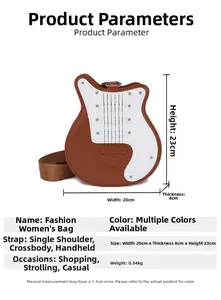 Spécifications de taille du sac en forme de guitare avec dimensions et poids précis