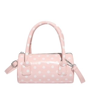 Borsa a bauletto rosa a pois con manici e tracolla regolabile per donna alla moda